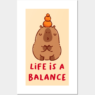 Life is a balance, capybara meditating Posters and Art